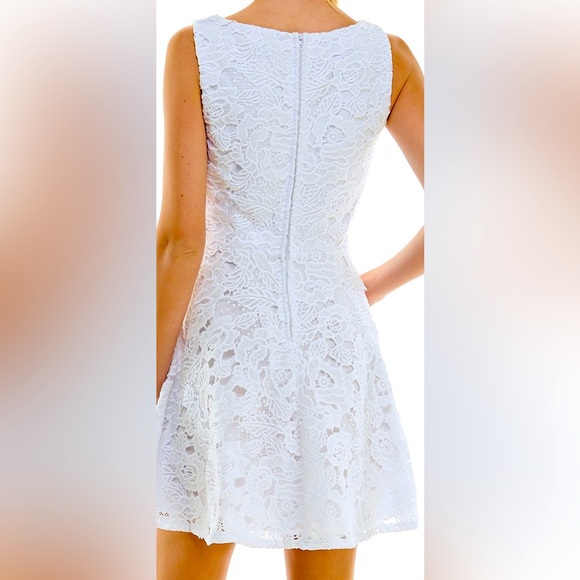 City Studios Juniors' Square-Neck Fit & Flare Skater Dress white size 3 - Picture 2 of 7